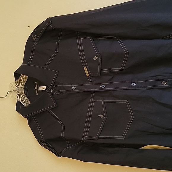 NEW MARC Ecko buttons down long sleeves shirt size XL Color dark navy - Picture 4 of 16